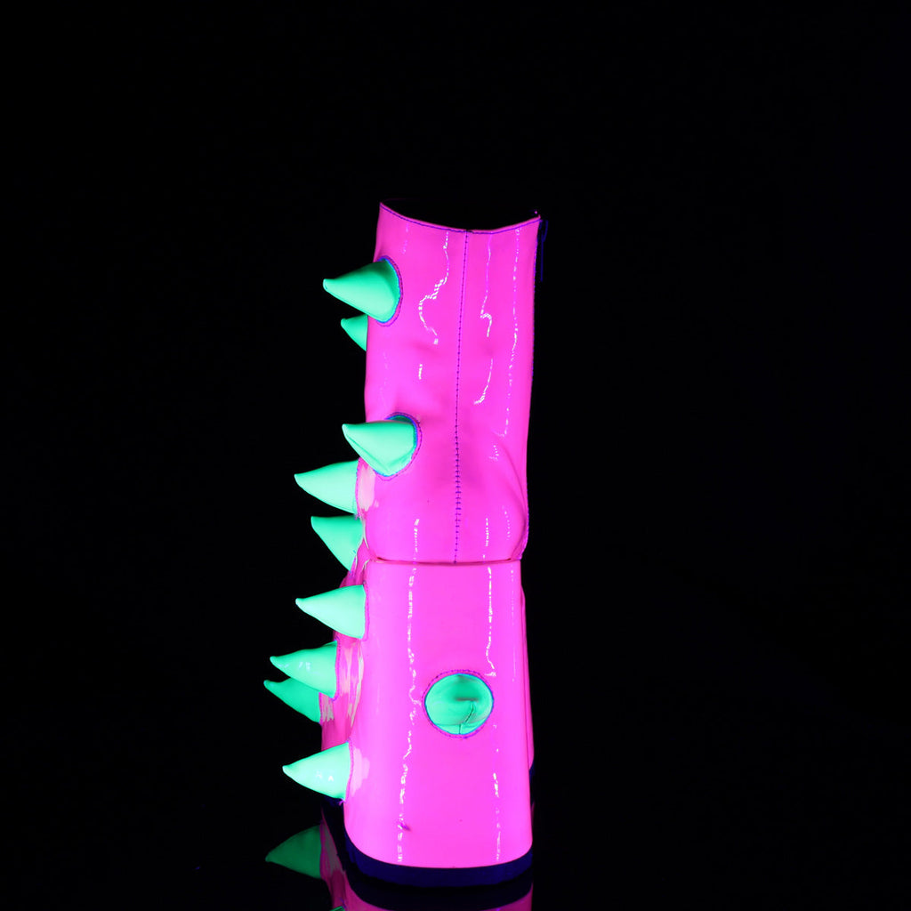 DemoniaCult  Ankle Boots SLAY-77 UV Neon Pink-Neon Green