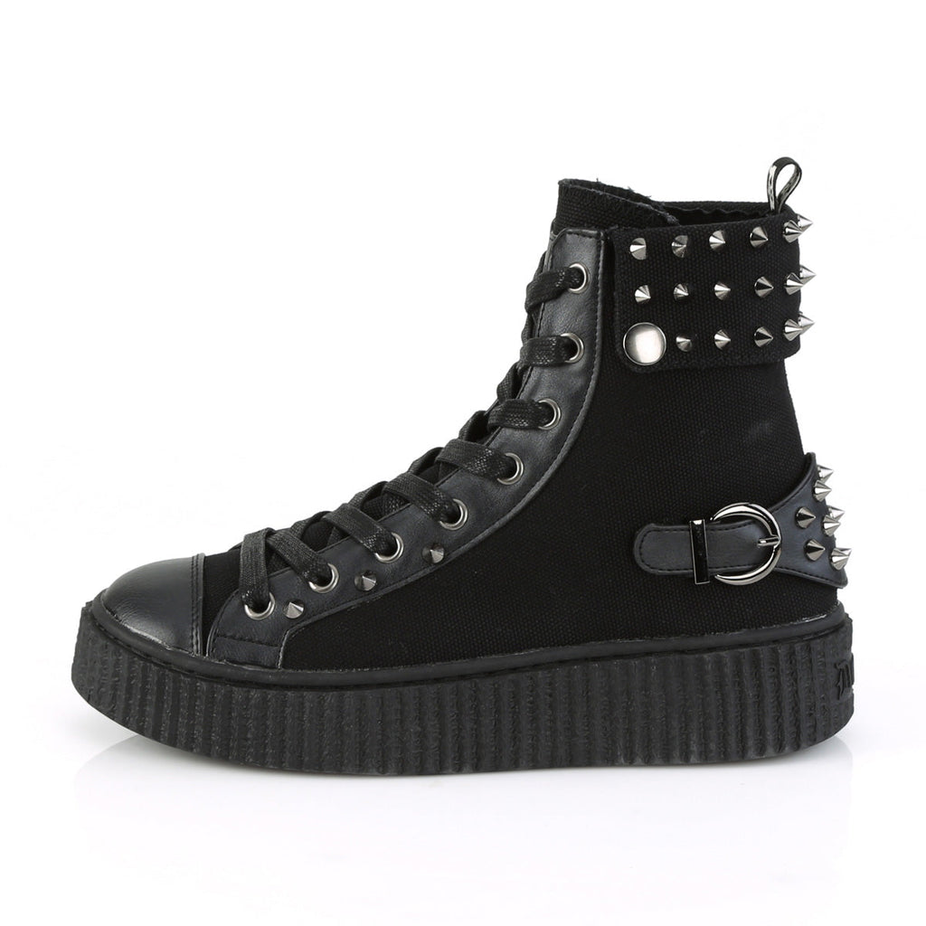 DemoniaCult Mens Ankle Boots SNEEKER-266 Blk Canvas-Vegan Leather