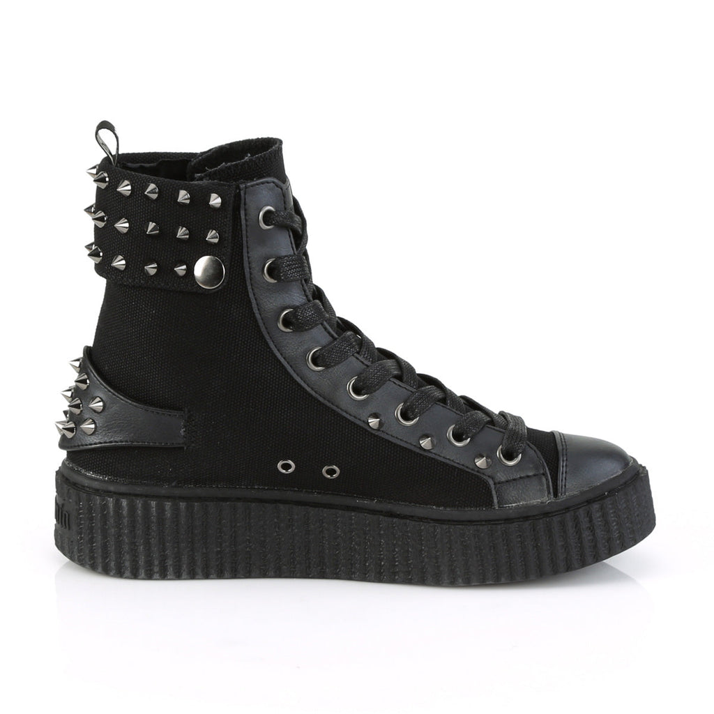 DemoniaCult Mens Ankle Boots SNEEKER-266 Blk Canvas-Vegan Leather
