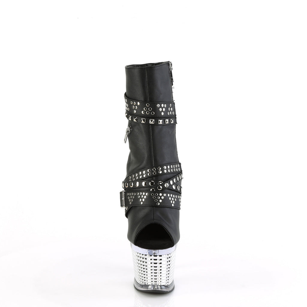 Pleaser  Ankle Boots SPECTATOR-1015 Blk faux Leather/Clr-Slv Chrome