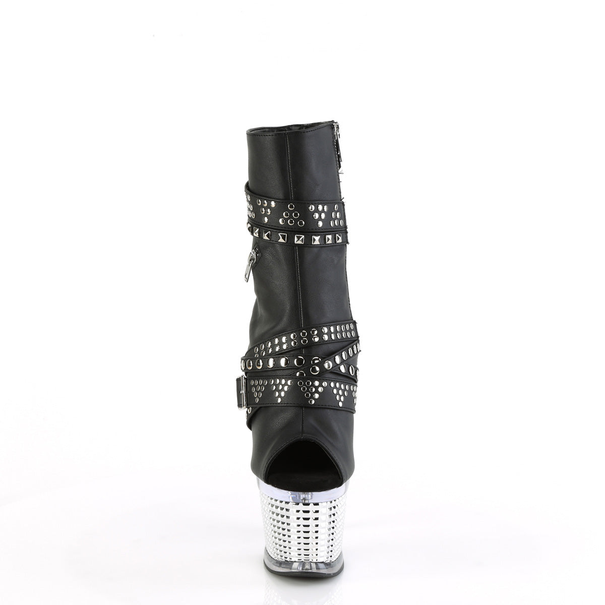 Pleaser  Ankle Boots SPECTATOR-1015 Blk faux Leather/Clr-Slv Chrome