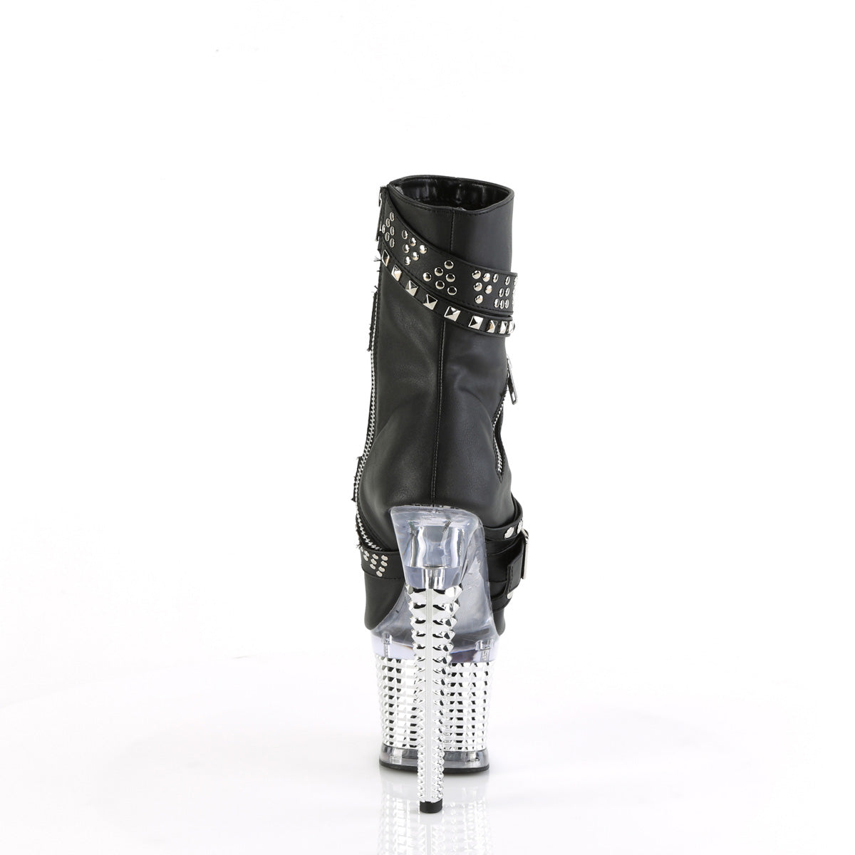 Pleaser  Ankle Boots SPECTATOR-1015 Blk faux Leather/Clr-Slv Chrome