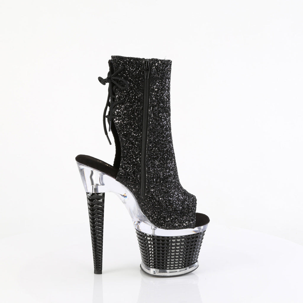 Pleaser  Ankle Boots SPECTATOR-1018G Blk Glitter/Clr-Blk