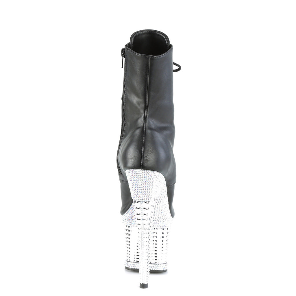 Pleaser  Ankle Boots SPECTATOR-1021RS Blk Faux Leather/Slv RS-Chrome