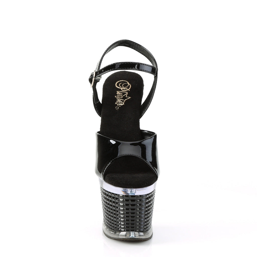Pleaser  Sandals SPECTATOR-709 Blk Pat/Clr-Blk