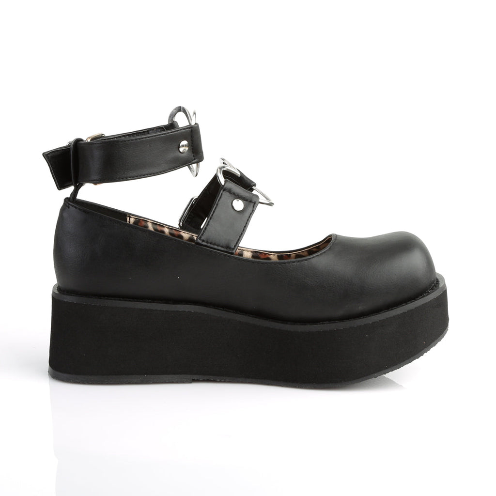 DemoniaCult Womens Pumps SPRITE-02 Blk Vegan Leather