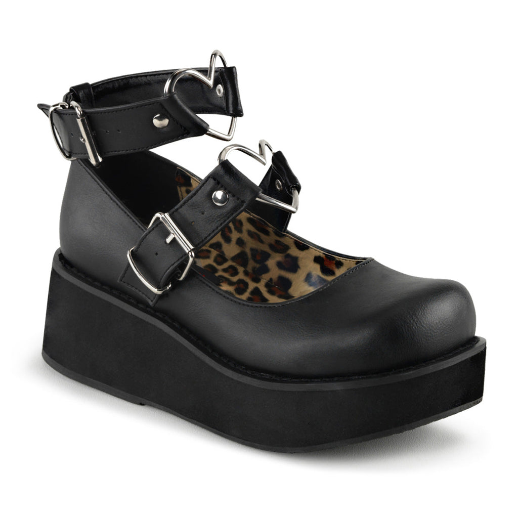 DemoniaCult Womens Pumps SPRITE-02 Blk Vegan Leather