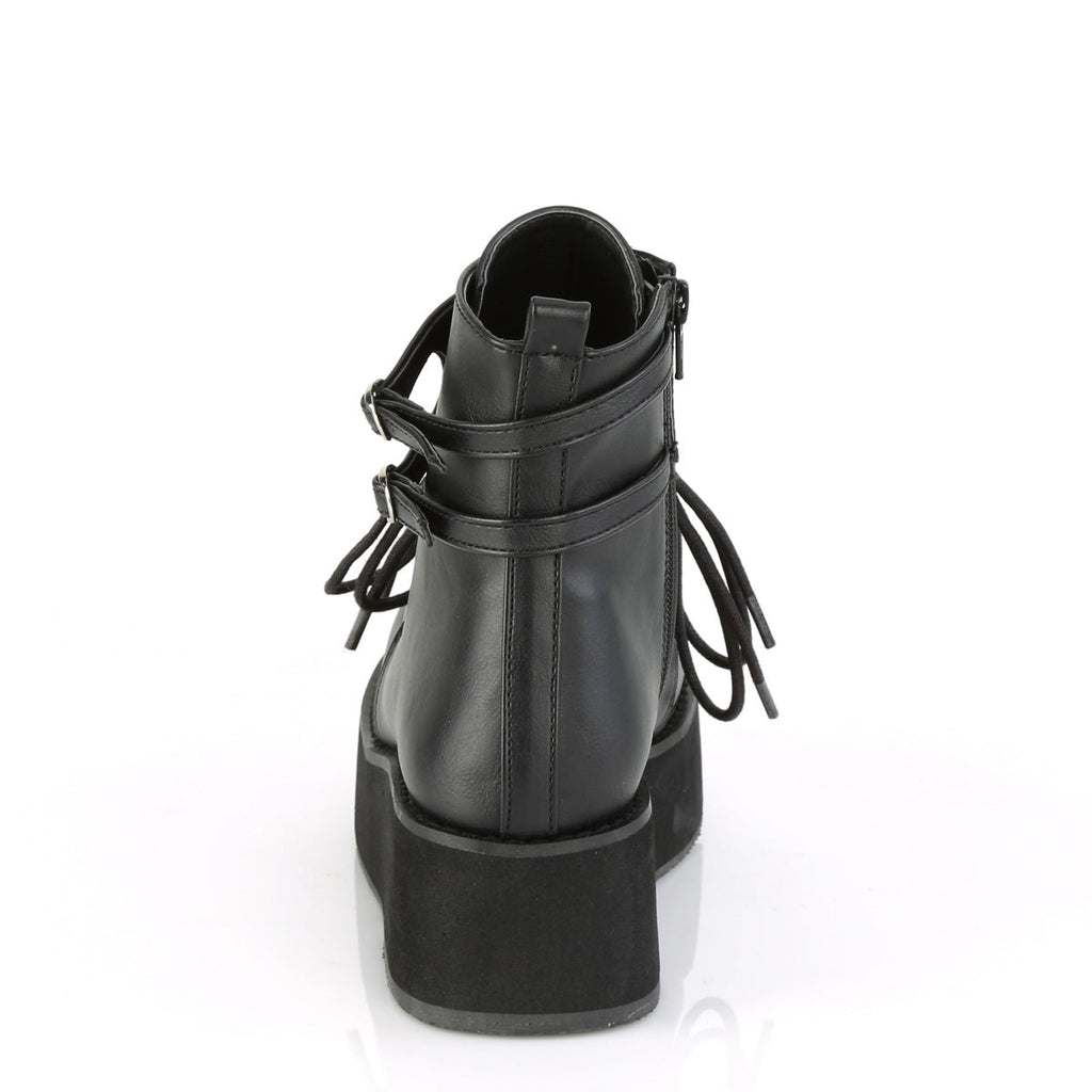 DemoniaCult Womens Ankle Boots SPRITE-70 Blk Vegan Leather