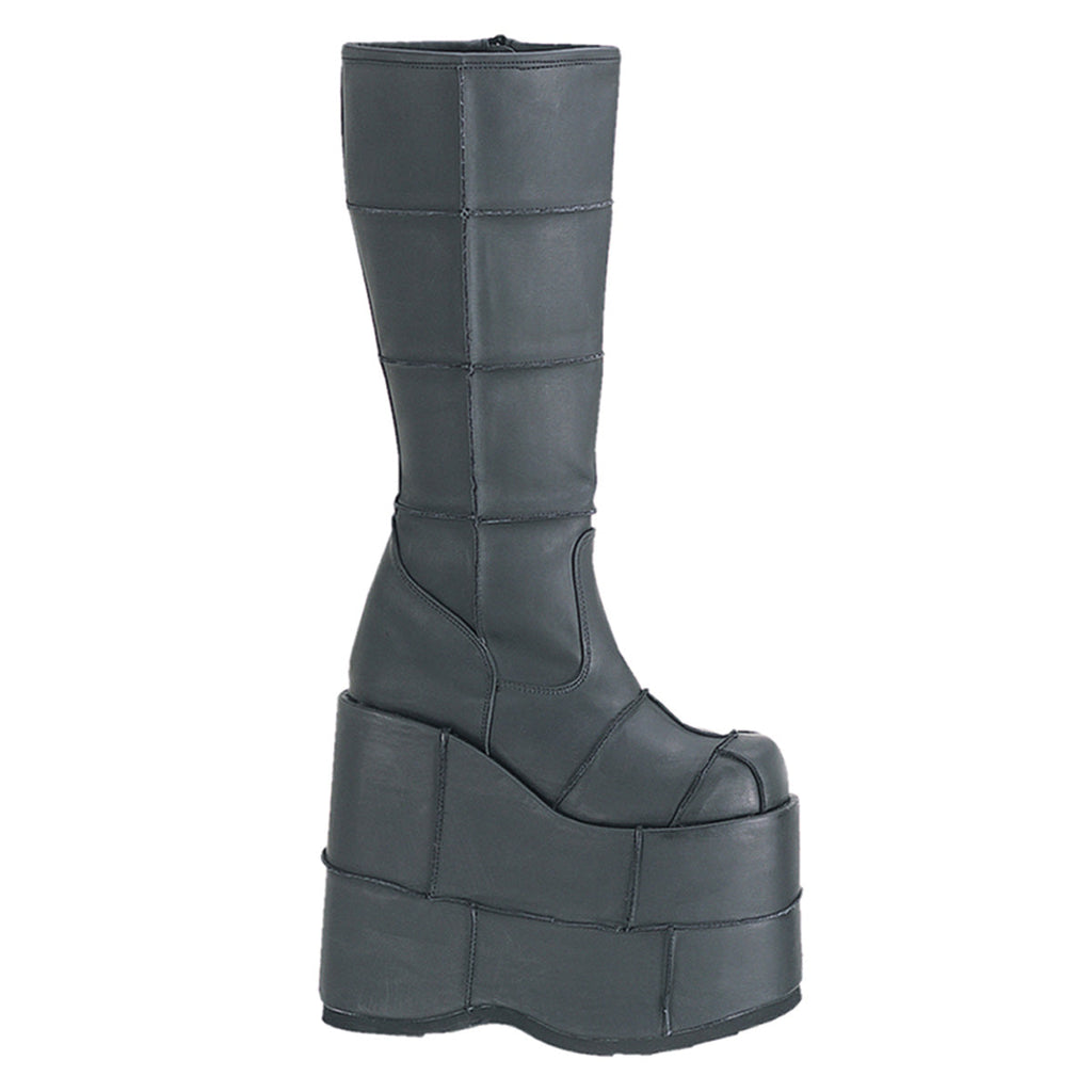 DemoniaCult Mens Boots STACK-301 Blk Vegan Leather