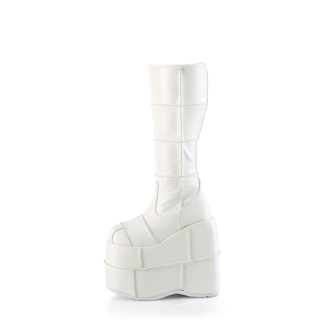 DemoniaCult Mens Boots STACK-301 Wht Vegan Leather