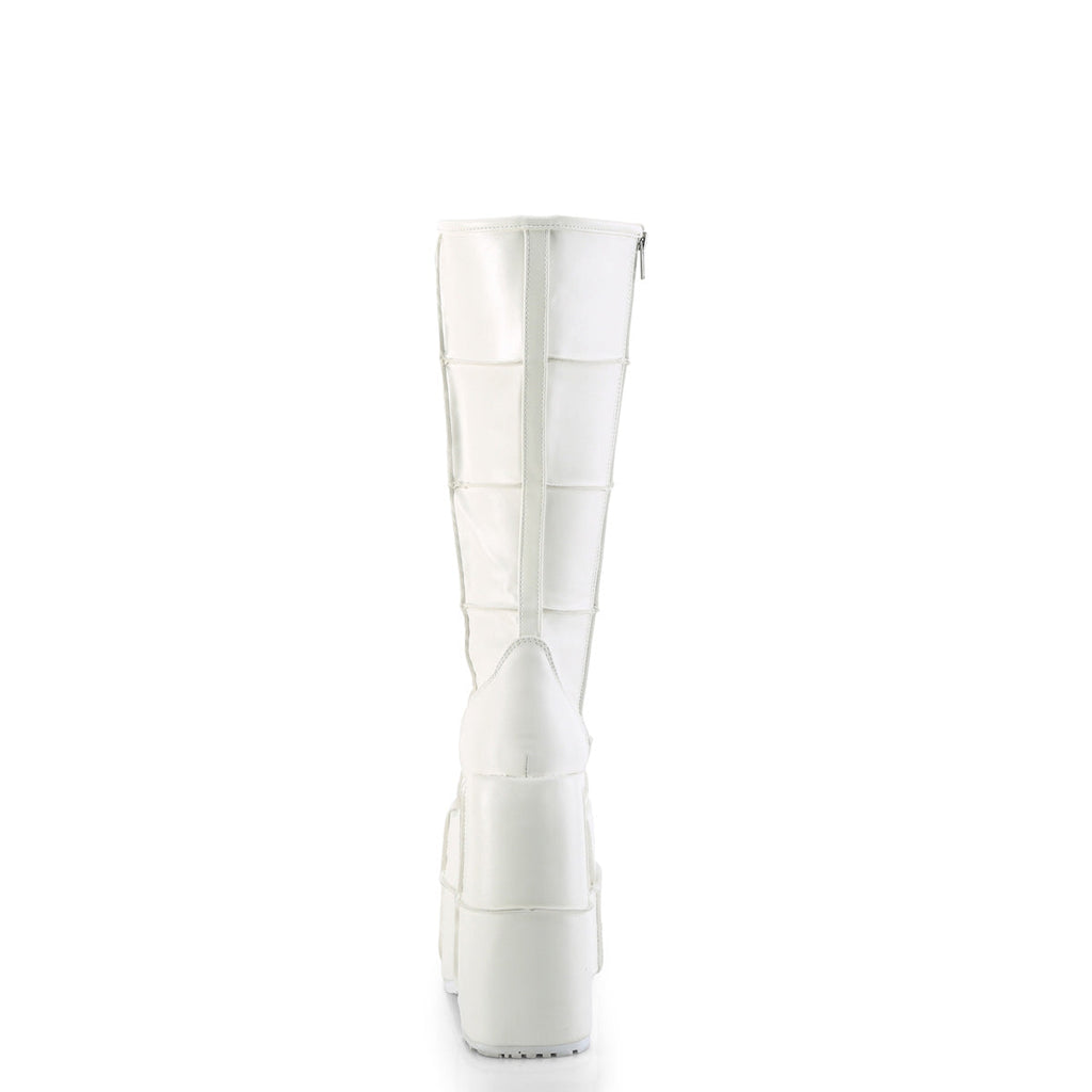 DemoniaCult Mens Boots STACK-301 Wht Vegan Leather