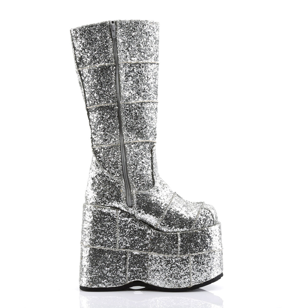 DemoniaCult Mens Boots STACK-301G Slv Gltr