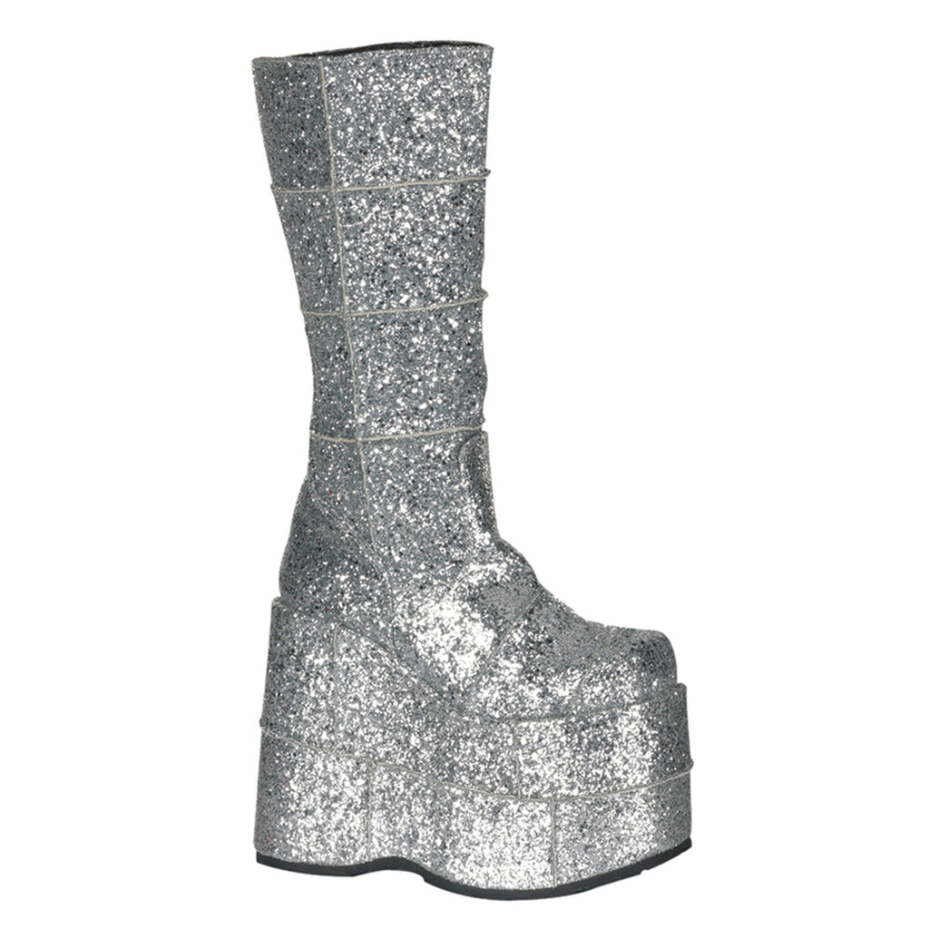 DemoniaCult Mens Boots STACK-301G Slv Gltr