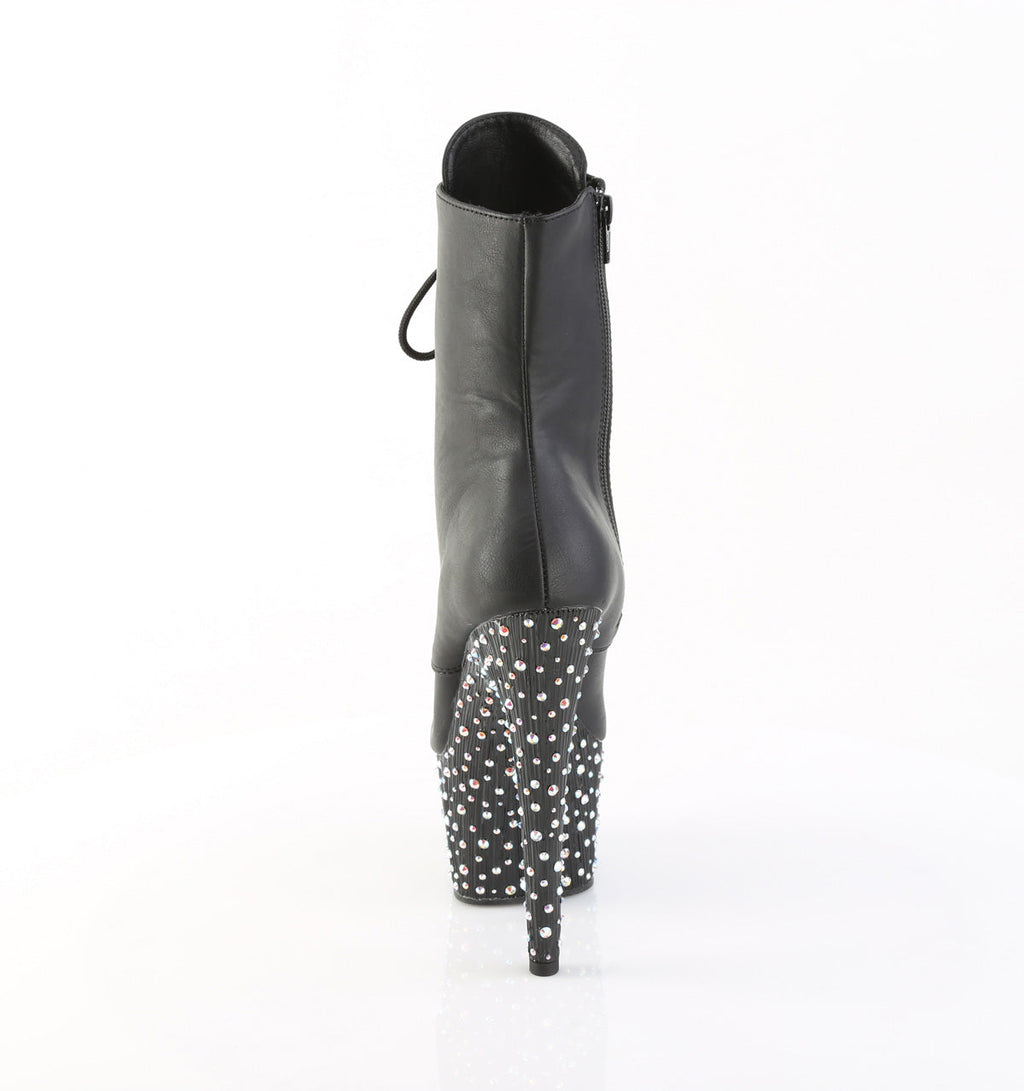 Pleaser Women's Platform Shoes STARDANCE-1020 Blk Faux Leather/Blk-Slv Multi RS
