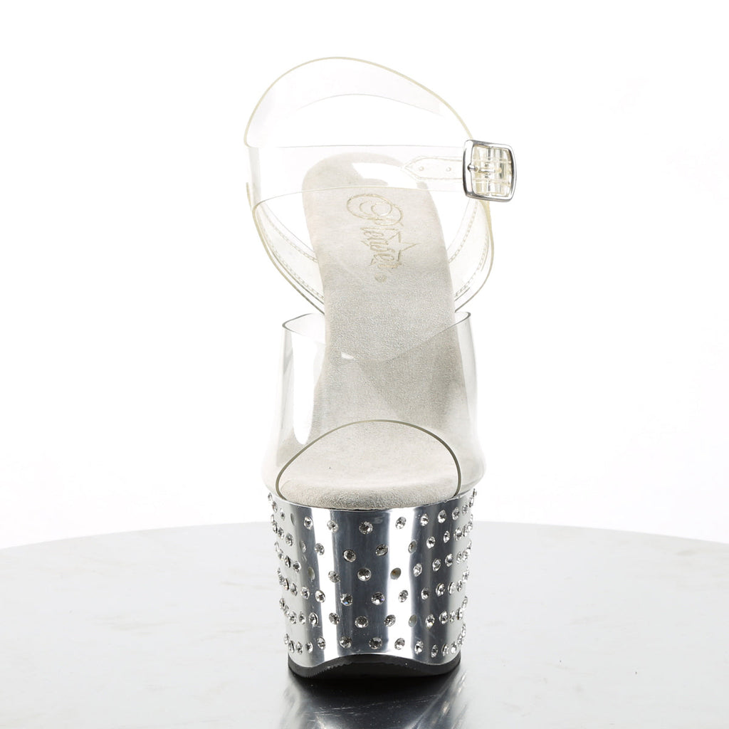 Pleaser Womens Sandals STARDUST-708 Clr/Slv Chrome