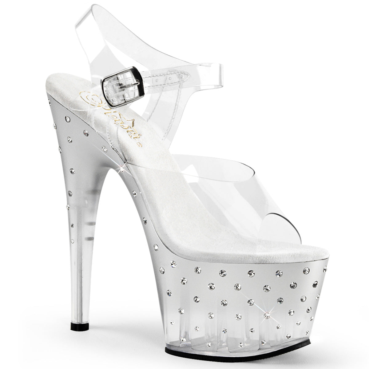 Pleaser Womens Sandals STARDUST-708T Clr/Slv-Clr