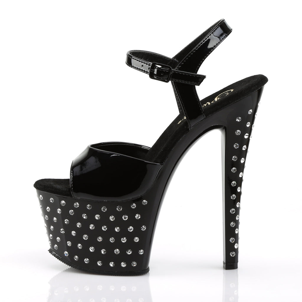 Pleaser Womens Sandals STARDUST-709 Blk Pat/Blk