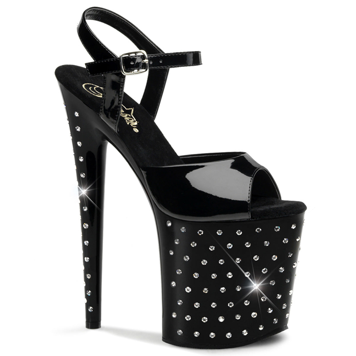 Pleaser Womens Sandals STARDUST-809 Blk Pat/Blk