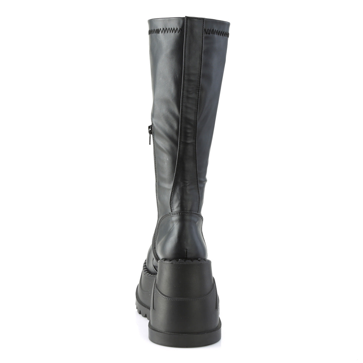 DemoniaCult Women's Mid-Calf & Knee High Boots STOMP-200 Blk Stretch Vegan Leather