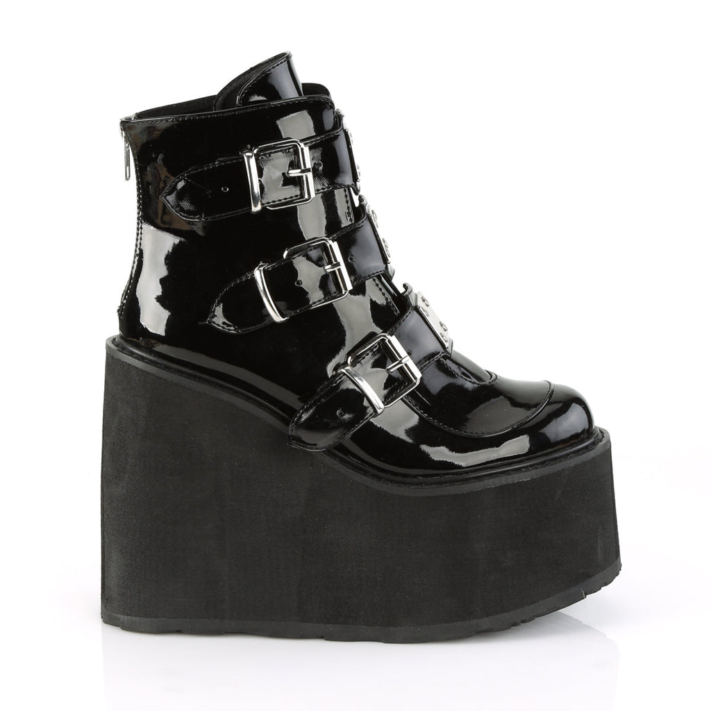DemoniaCult Womens Ankle Boots SWING-105 Blk Patent