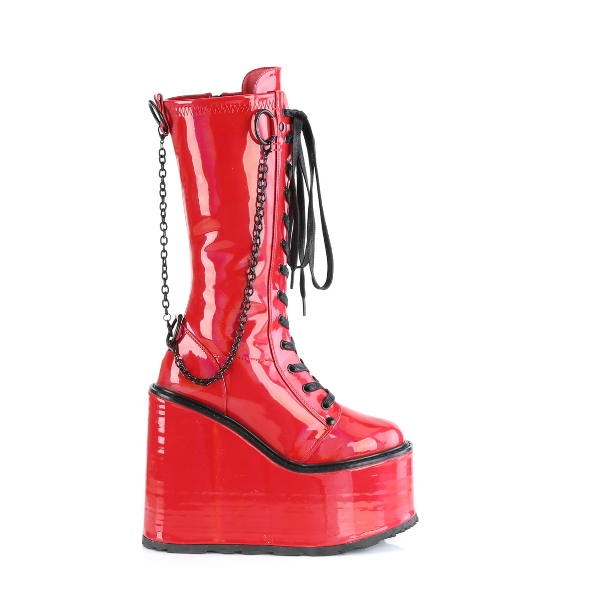 DemoniaCult  Boots SWING-150 Red Holographic Stretch Pat