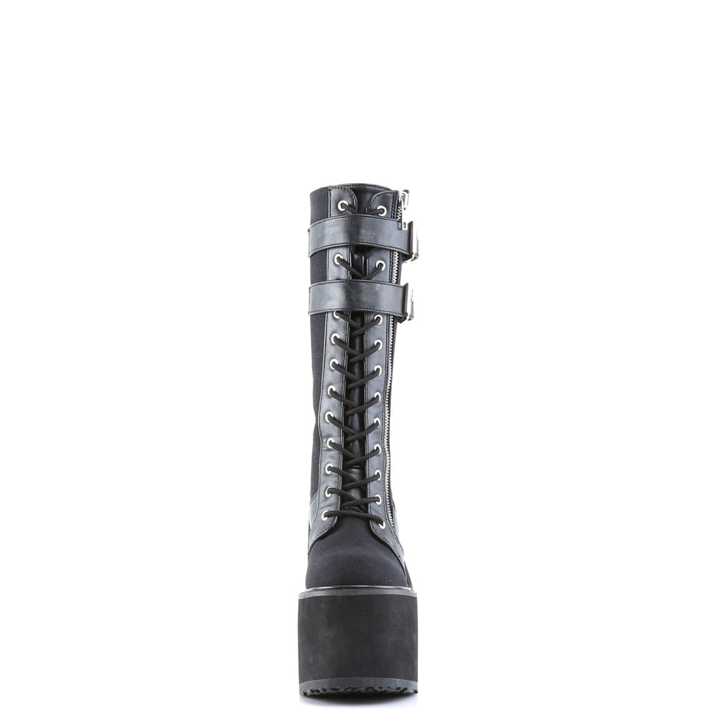 DemoniaCult Womens Boots SWING-221 Blk Canvas-Vegan Leather