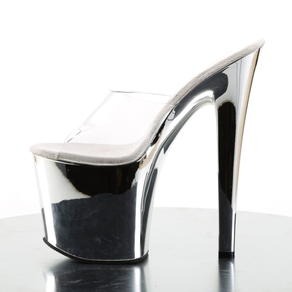 Pleaser Womens Sandals TABOO-701 Clr/Slv Chrome
