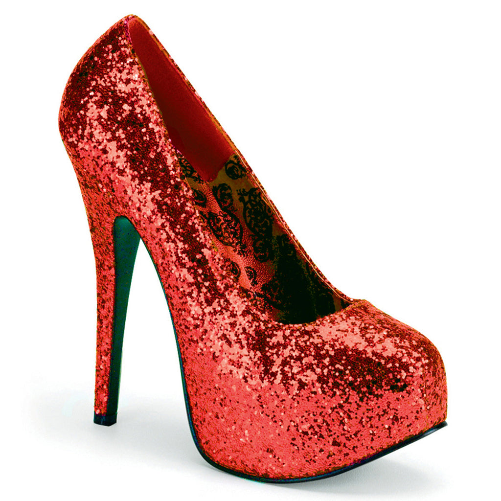 Pleaser Pink Label Womens Pumps TEEZE-06GW Red Glitter