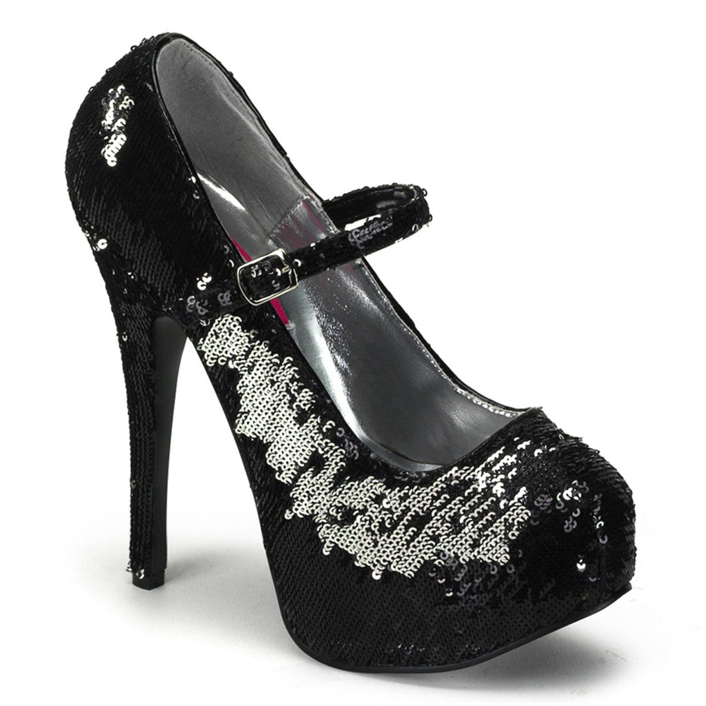 Bordello Womens Pumps TEEZE-07SQ Blk-Slv Sequins
