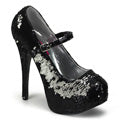 Bordello Womens Pumps TEEZE-07SQ Blk-Slv Sequins