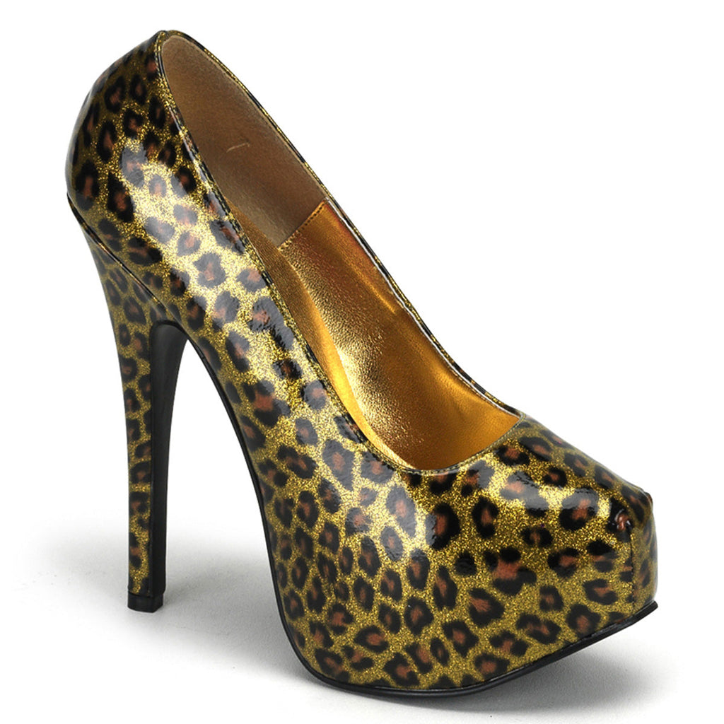 Bordello Womens Pumps TEEZE-37 Gold Cheetah Pat