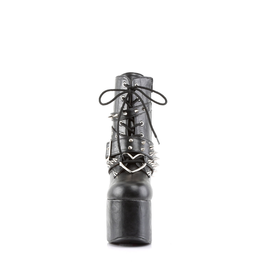 DemoniaCult Womens Ankle Boots TORMENT-700 Blk Vegan Leather