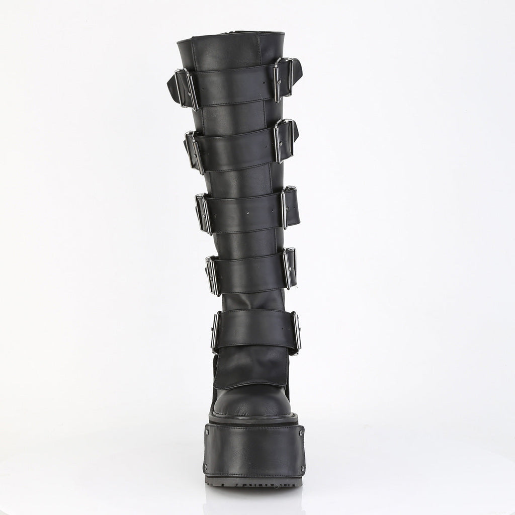 DemoniaCult Women's Mid-Calf & Knee High Boots TRANSFORMER-800 Blk Vegan Leather
