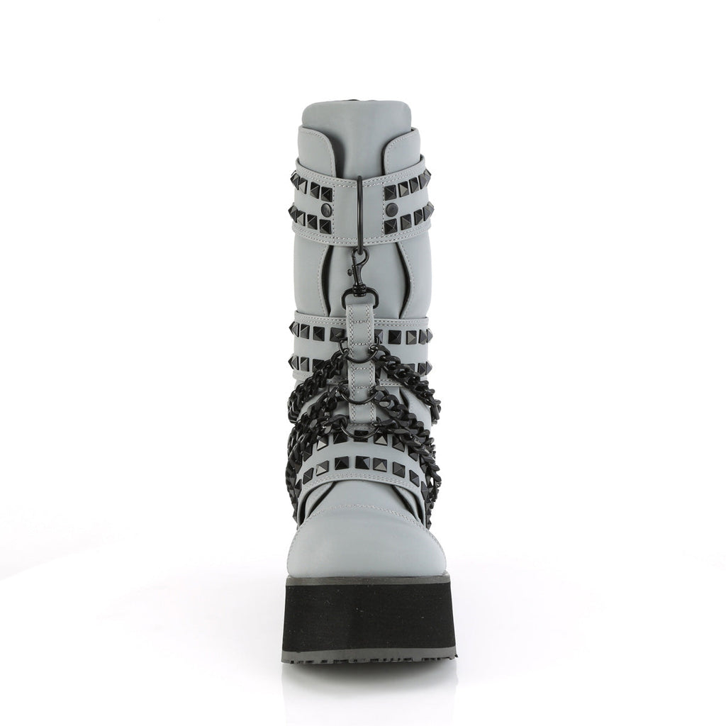 DemoniaCult Mens Boots TRASHVILLE-138 Grey Multi Reflective Vegan Leather