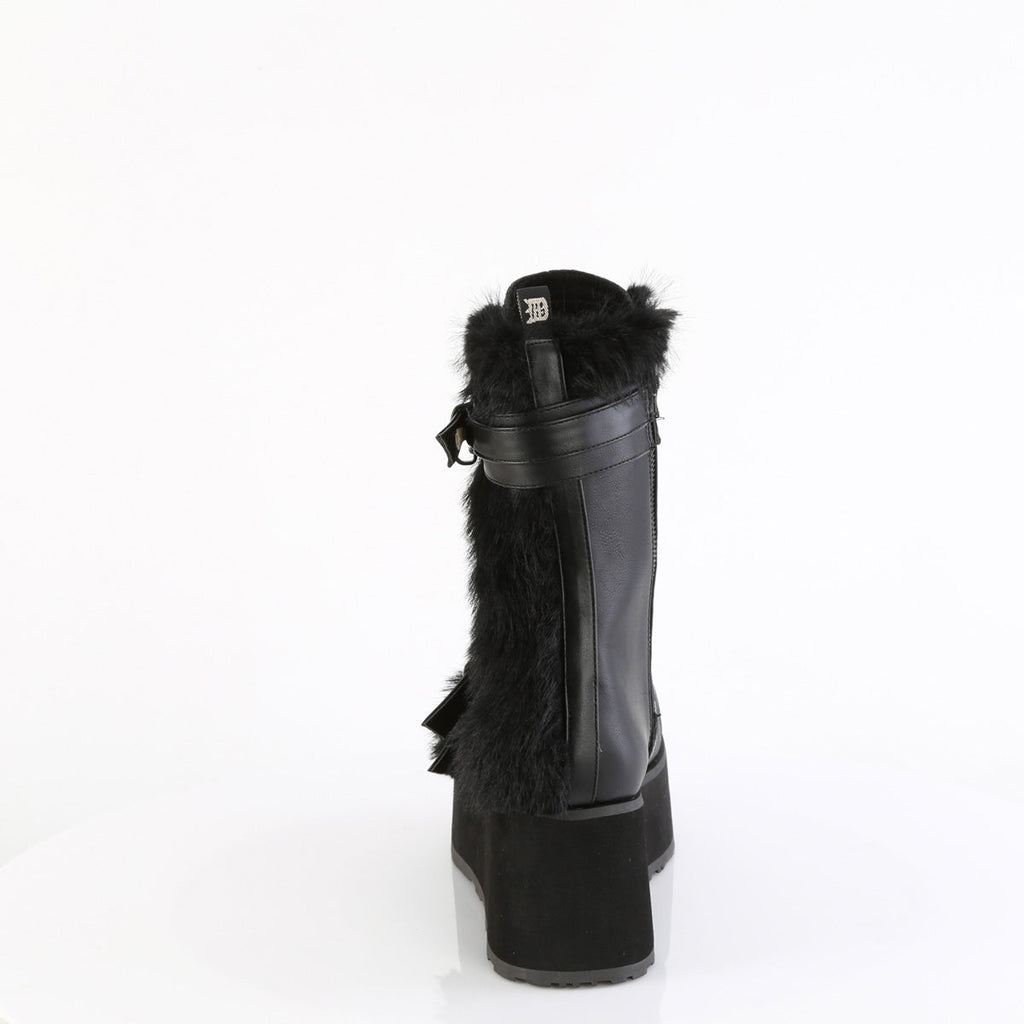 DemoniaCult Mens  TRASHVILLE-218 Blk Vegan Leather-Faux Fur