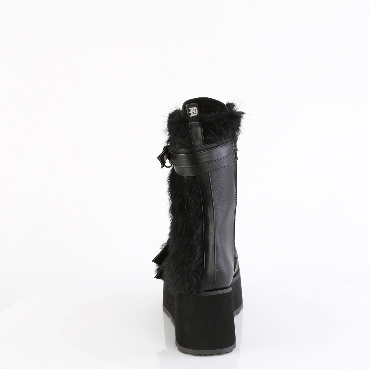 DemoniaCult Mens  TRASHVILLE-218 Blk Vegan Leather-Faux Fur