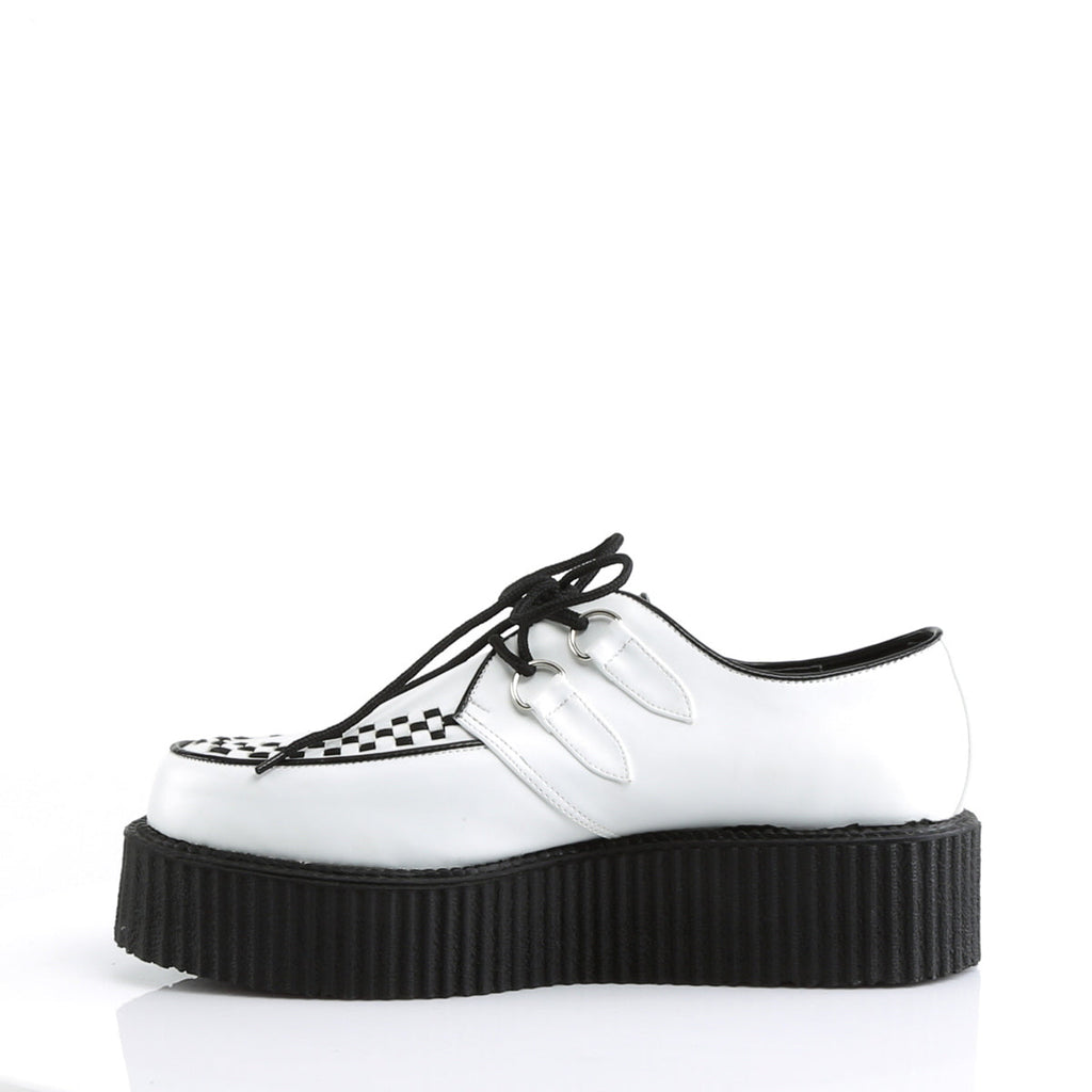 DemoniaCult Mens Low Shoe V-CREEPER-502 Wht Vegan Leather