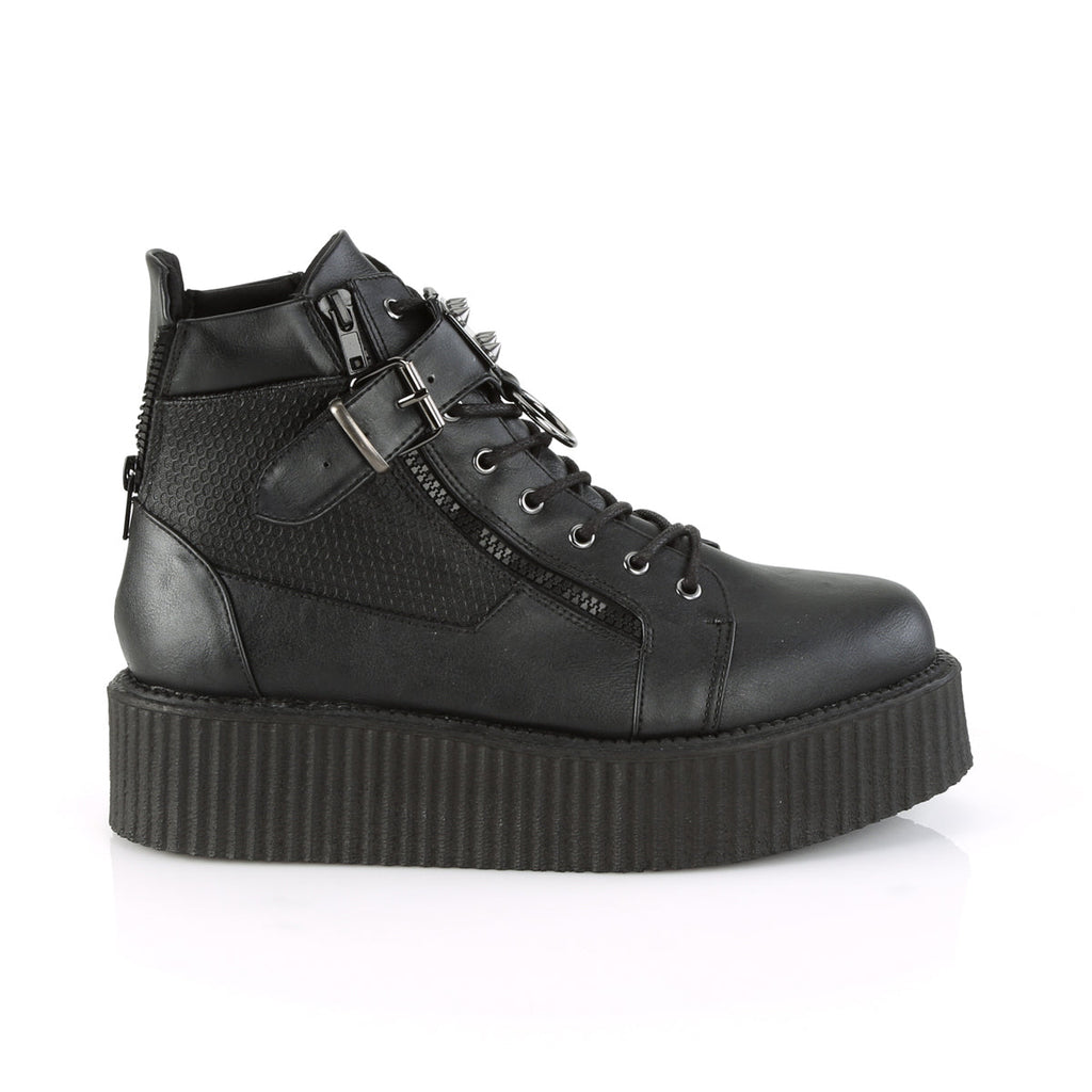 DemoniaCult Mens Low Shoe V-CREEPER-566 Blk Vegan Leather