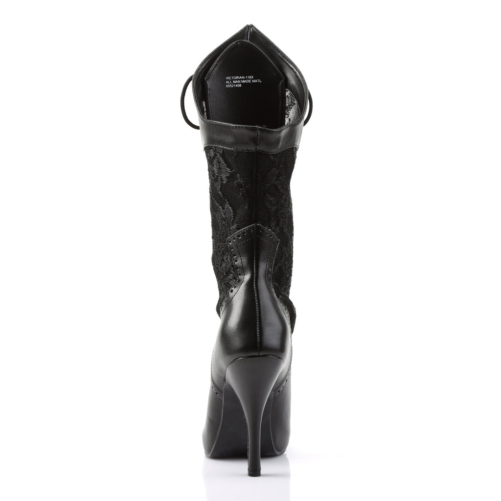 Funtasma Womens Ankle Boots VICTORIAN-116X Blk Pu-Lace