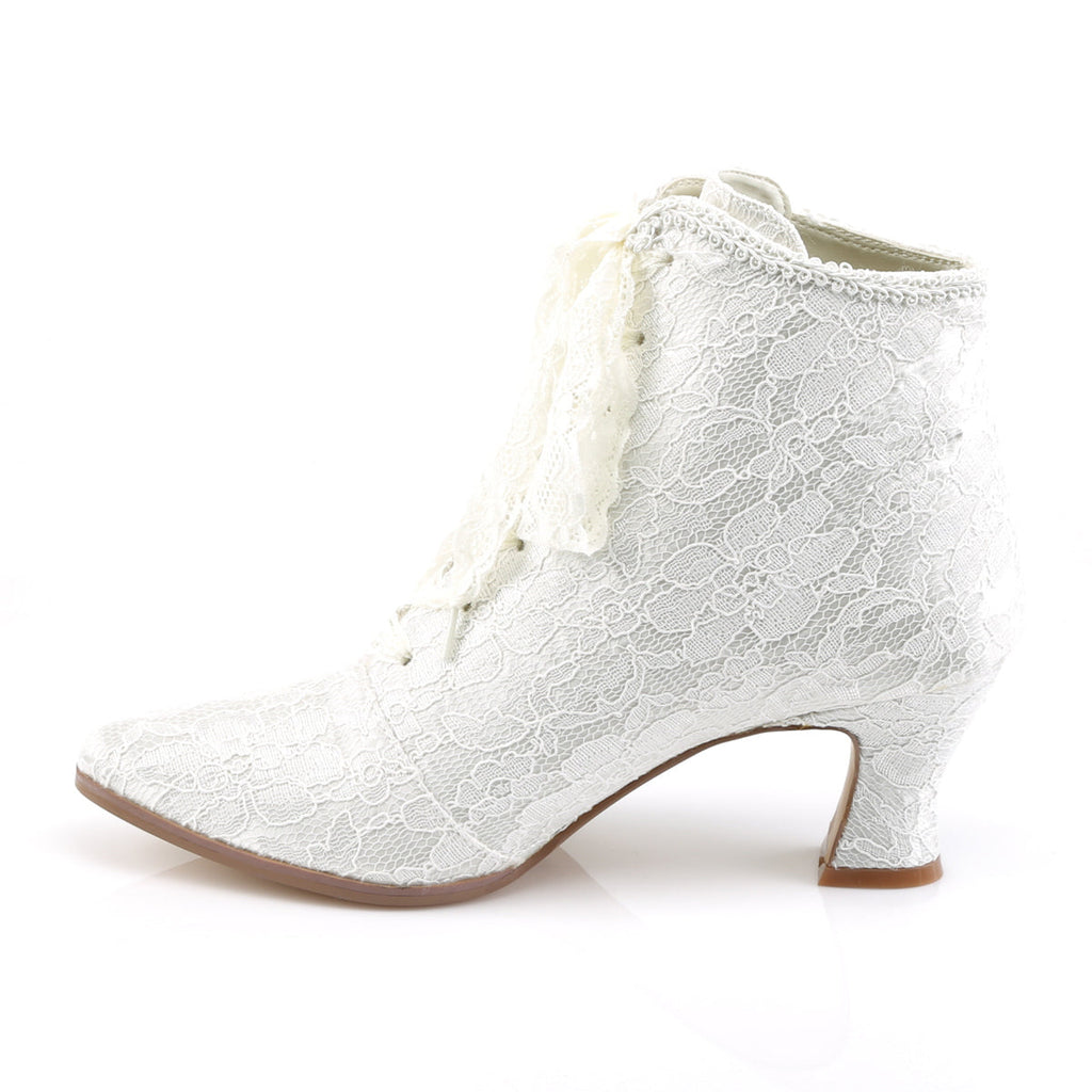 Fabulicious Womens Ankle Boots VICTORIAN-30 Ivory Satin-Lace