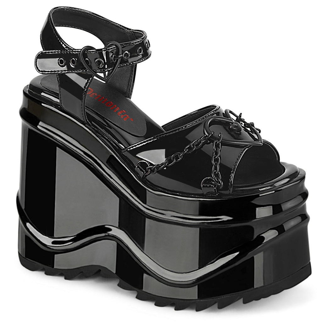 DemoniaCult Womens Sandals WAVE-09 Blk Pat