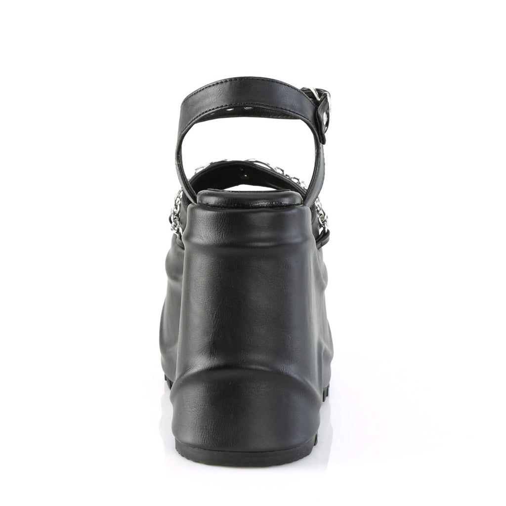 DemoniaCult Womens Sandals WAVE-09 Blk Vegan Leather