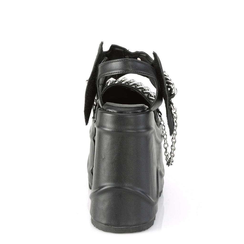 DemoniaCult Womens Sandals WAVE-20 Blk Vegan Leather