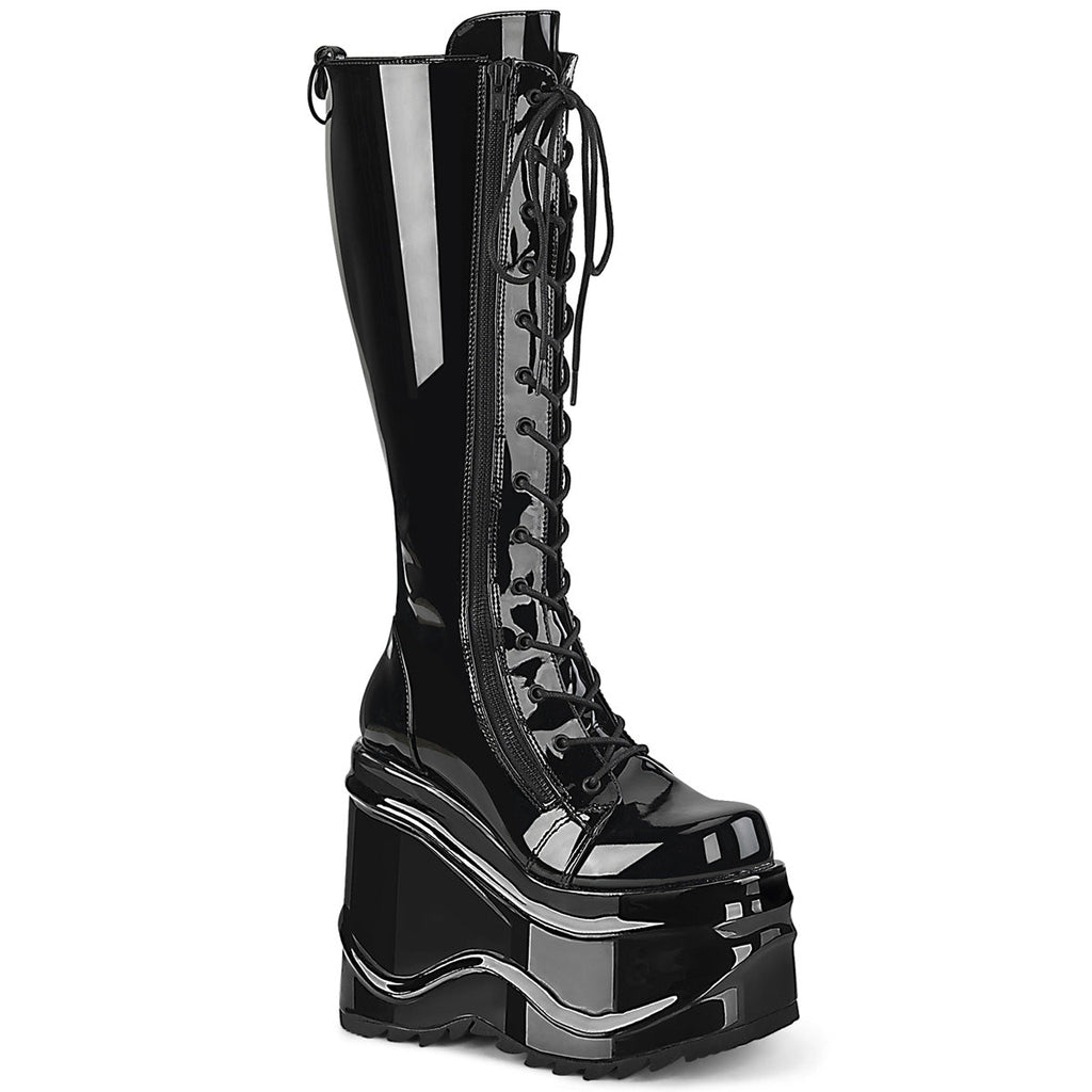 DemoniaCult Womens Boots WAVE-200 Blk Patent