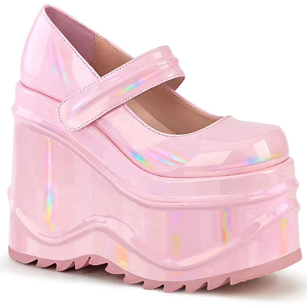 DemoniaCult Women's Heels & Platform Shoes WAVE-32 B. Pink Hologram