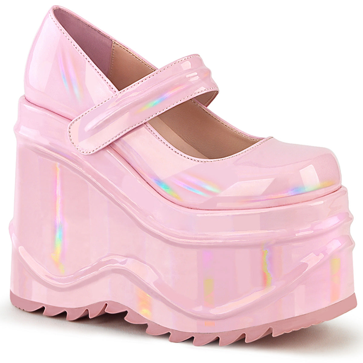 DemoniaCult Women's Heels & Platform Shoes WAVE-32 B. Pink Hologram