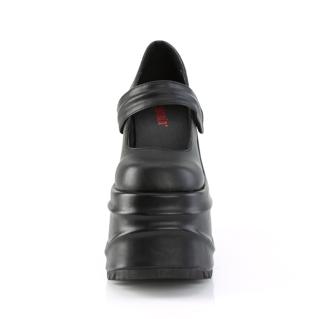 DemoniaCult Womens Pumps WAVE-32 Blk Vegan Leather