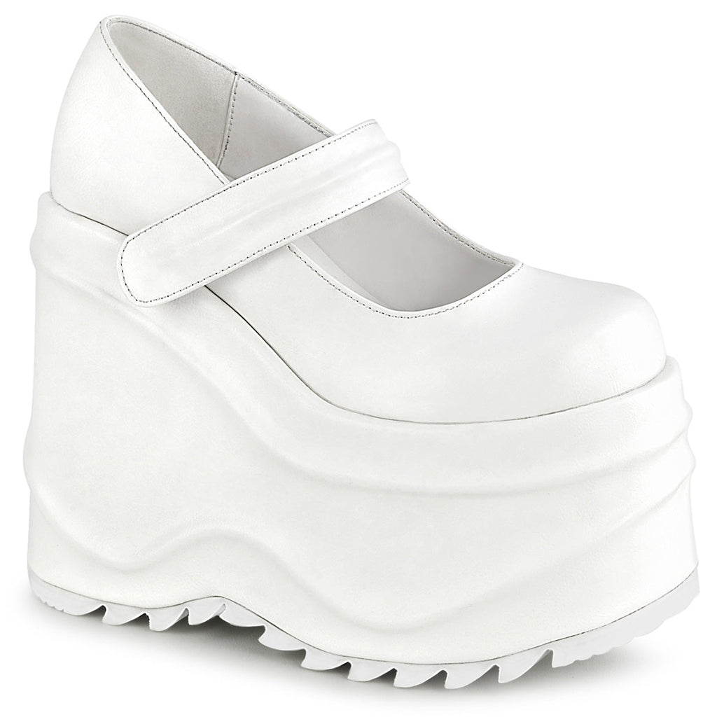 DemoniaCult Women's Heels & Platform Shoes WAVE-32 Wht Vegan Leather
