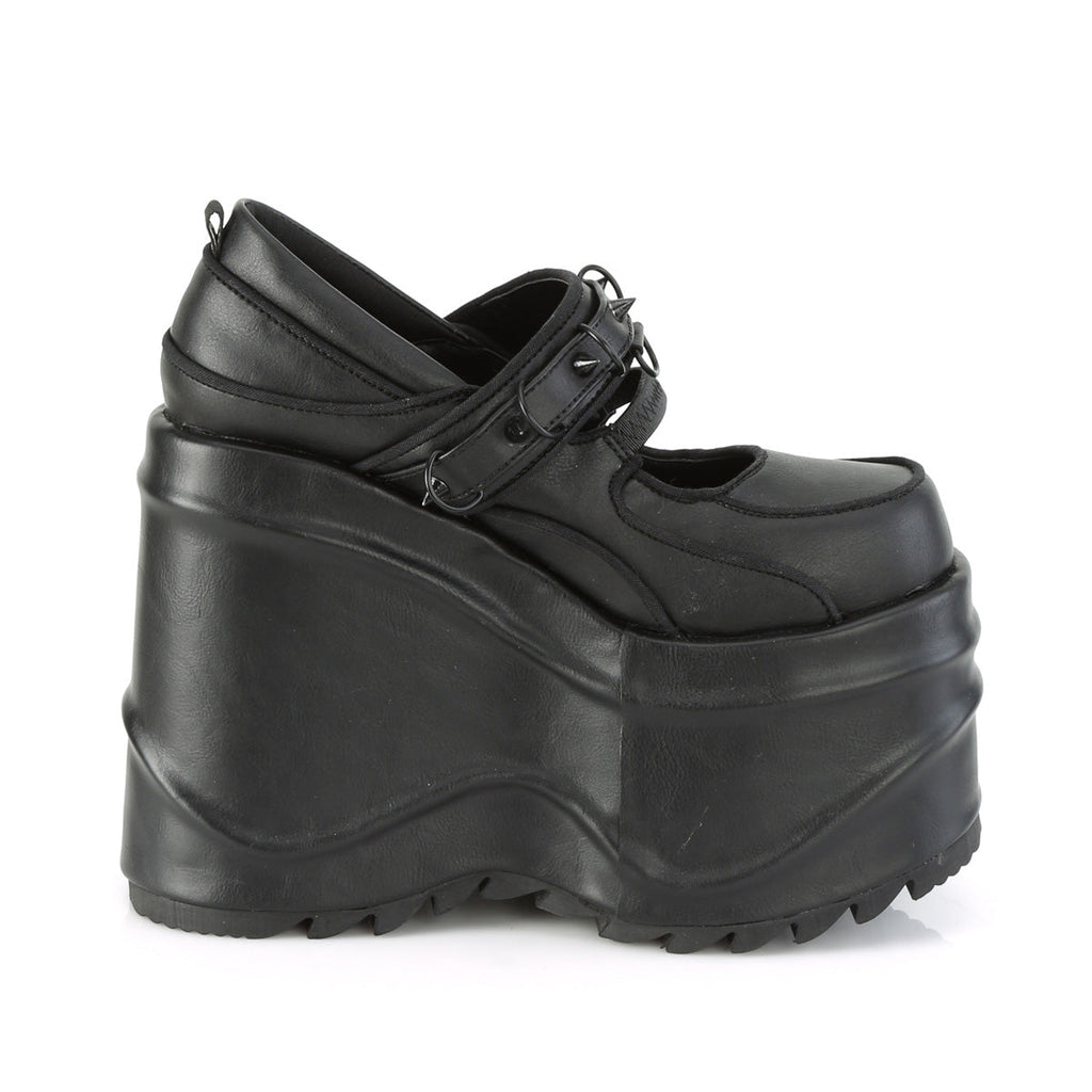 DemoniaCult Womens Pumps WAVE-48 Blk Vegan Leather