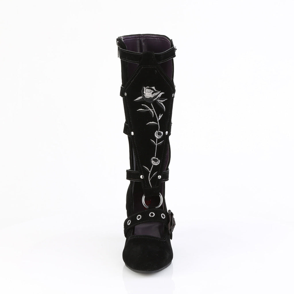 DemoniaCult Women's Mid-Calf & Knee High Boots WHIMSY-118 Blk Vegan Suede
